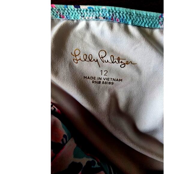 Lilly Pulitzer Girls One Piece Swimsuit, Sz 12, Bayside Blue Under The Moon - Picture 4 of 6